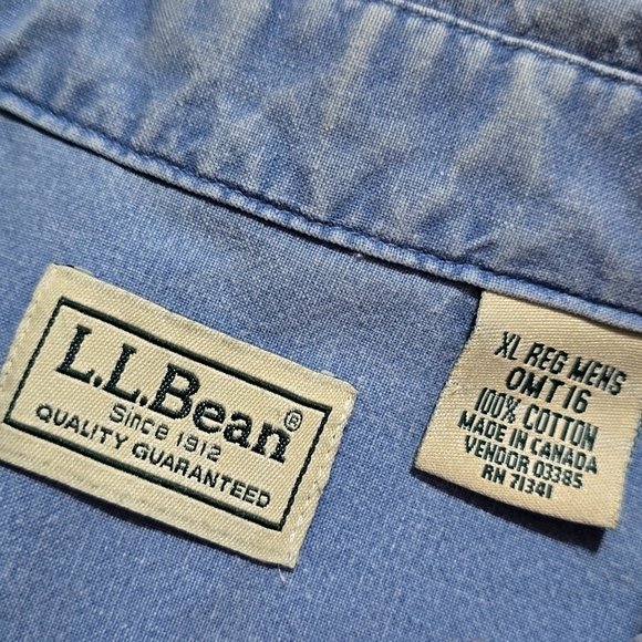 L.L. Bean Blue Casual Button Down Shirt Relaxed Fit - Picture 8 of 9